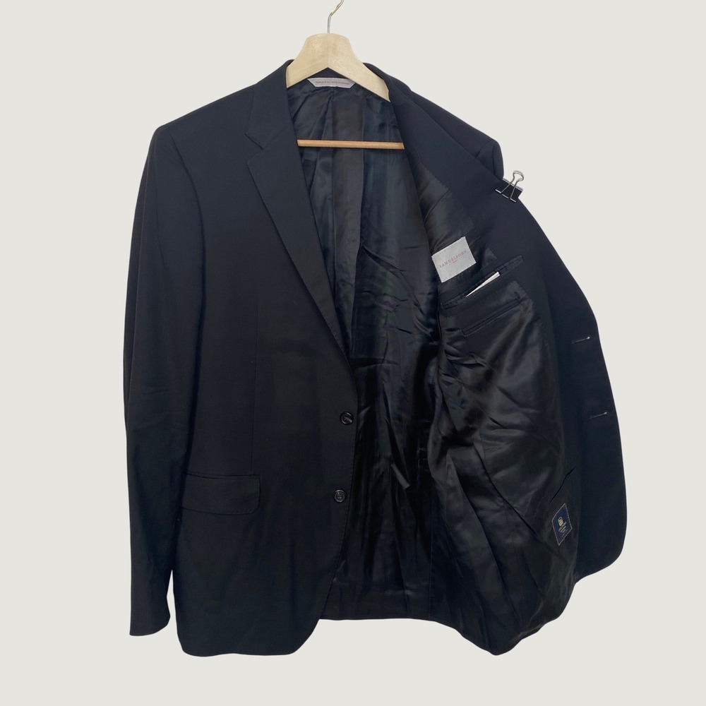Samuelsohn Black Colombo Icewool Super 150s Suit Jacket Blazer Sport Coat 44L